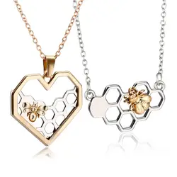 Модное сердце соты пчела животное кулон колье цепь ожерелье ювелирные изделия подарок для женщин Девушка