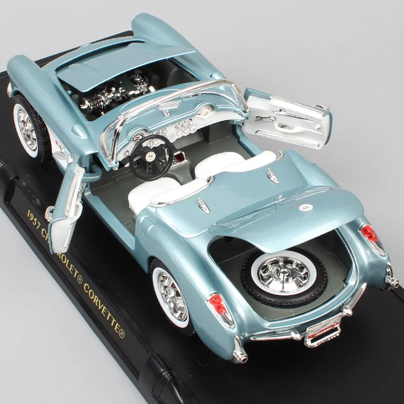 1/18 большой дорожный фирменный классический автомобиль Chevrolet Corvette 1957 Chevy vette металлические Литые и игрушечные машинки Миниатюрные модели автомобилей