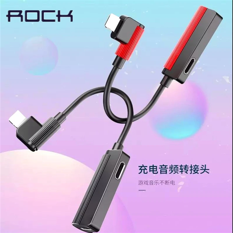 ROCK Space For iPhone X 7 8 Plus 2 in 1 lighting to 3 5mm Audio OTG Adapter Headphone Jack AUX Connector Converter For IOS 11
