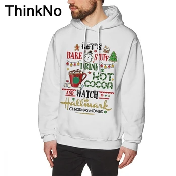 

Let's Bake Stuff Drink Hot Cocoa And Watch HM Christmas Movies Sweatshirt For Men Retro Stylish long Sleeve O-neck Top design