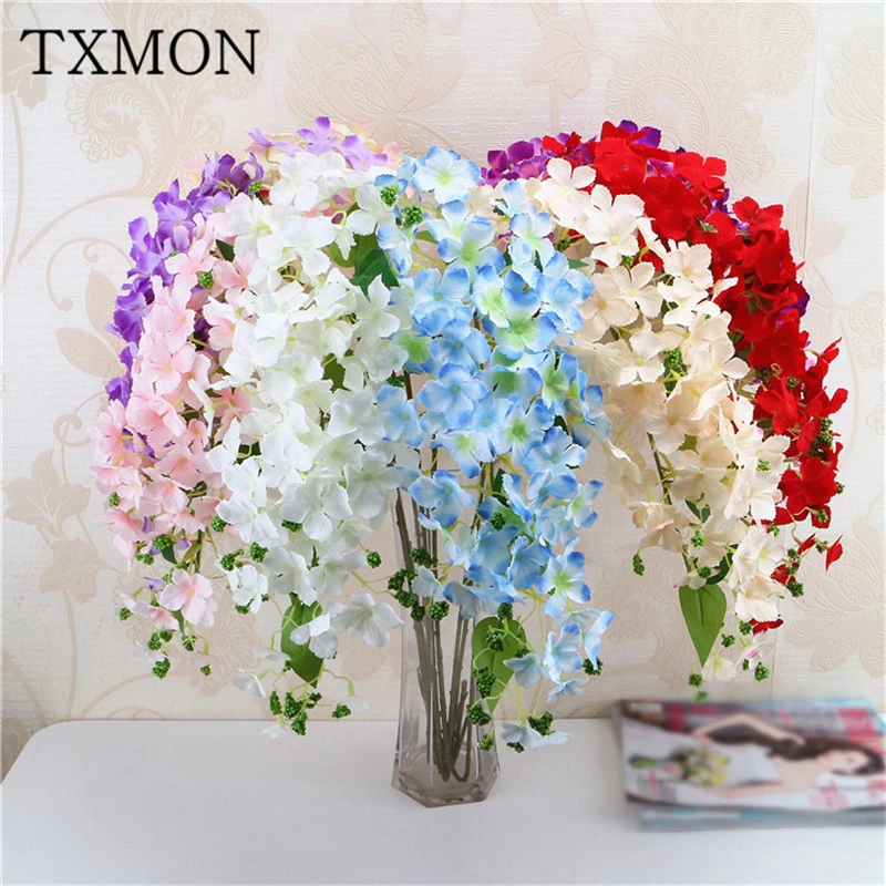 New Single Hydrangea Artificial Flower 10 Colors Sen Wedding Wild Hydrangea Home Living Room Wedding Decoration Fake Flowers Artificial Dried Flowers Aliexpress