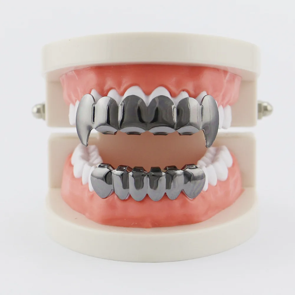 OMYFUN комплект декоративных коронок зубные решетки черный цвет зубы Grillz Топ и низ грили хип-хоп ЗУБЫ шапки рок тела ювелирные изделия для мужчин