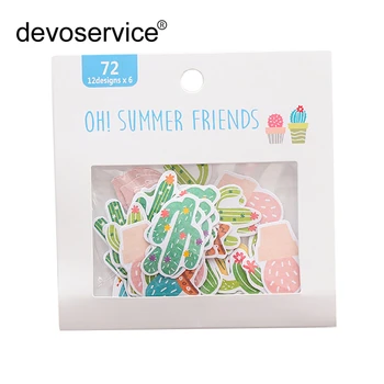 

Creative Cactus Sticker Pack Cute Flamingo Petal Flake DIY Stickers Bookmark Scrapbook Calendar Notebook Label Memo Decoration