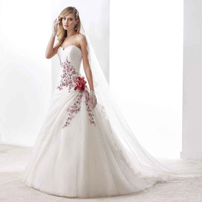 vestidos de novia con encaje rojo