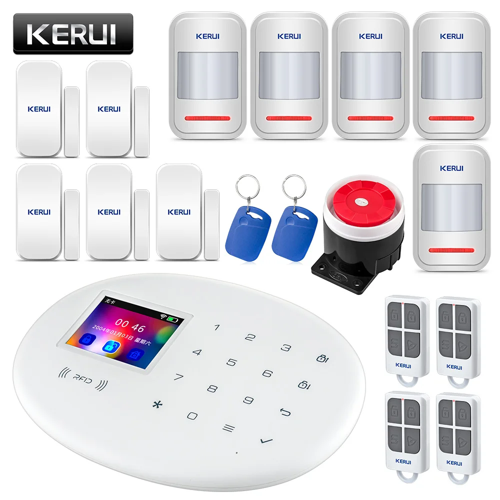 KERUI W20 inalámbricas RFID SIM GSM ladrón Sensor de seguridad WIFI sistema de alarma IOS Android APP Control LCD teclado táctil