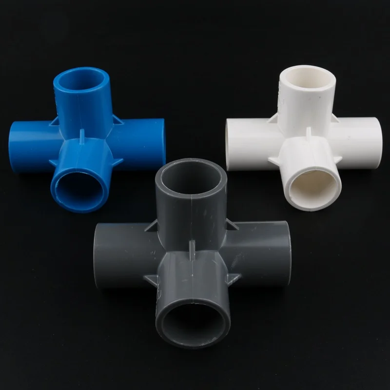 

2pcs vinmin 20mm 4 Way Three-dimensional 3D Water Pipe Connector PVC Pipe Adapter DIY Shelf Joint Garden Irrigation Fittings