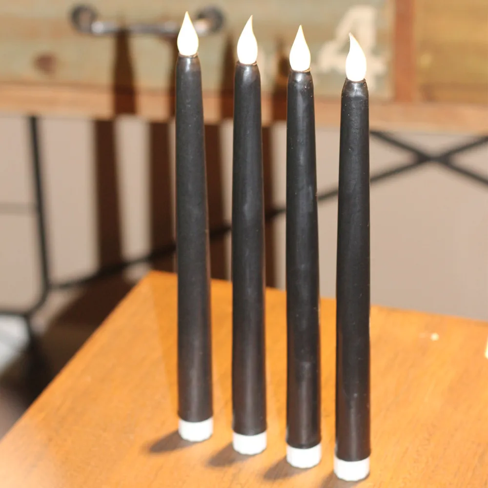 Buy Black Flameless Taper Candles set of 4 for