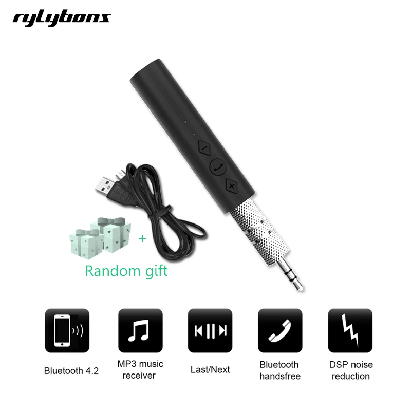 

rylybons Car Bluetooth Aux Receiver Adapter 3.5mm Jack Bluetooth Handsfree Car Kit A2DP Aux Bluetooth Audio Music Receiver