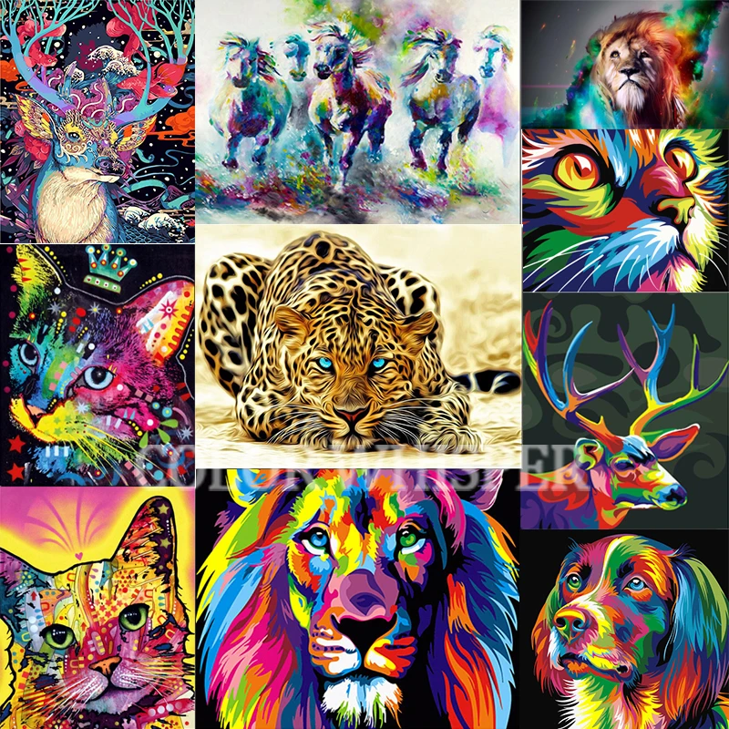 

Diamond Painting Full Square Drill Leopard Fractal Animals Lion Daimond Painting Rhinestone Embroidery Cross Stitch LE00205