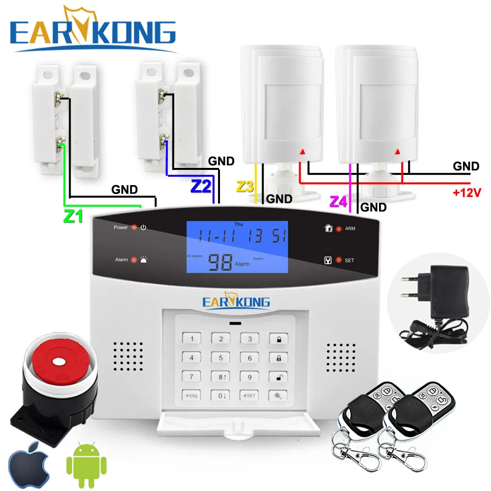 

Wired Wireless PSTN GSM Alarm System Russian Spanish French Italian English Door Window Open Sensor Motion Sensor Alarm M3B