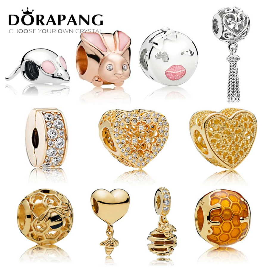 

DORAPANG NEW 100% 925 Sterling Silver Charms Bead Rose Gold Mouse 18 Gold Shine Wasp Fee Fit DIY Bracelets factory wholesale