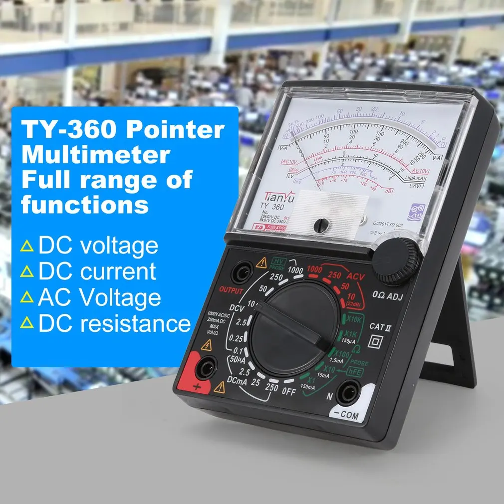 TY-360 стрелочный мультиметр AC/DC Вольтметр Амперметр истинный RMS диод ом тестер сопротивления удержания данных аналоговый w тестовый диод