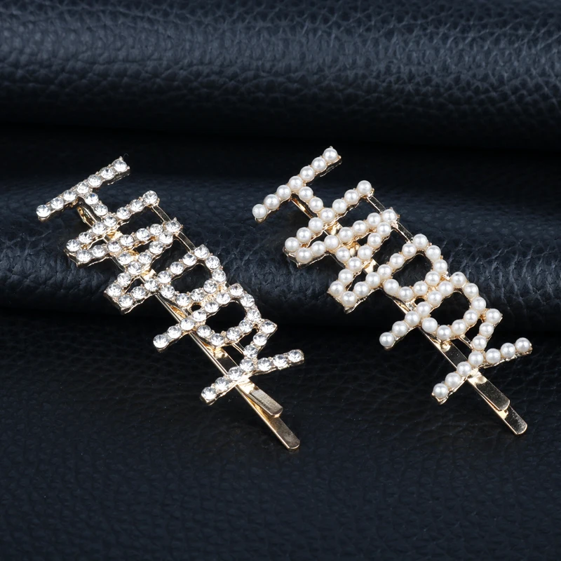 

Women Girl Elegant Letter HAPPY Hairpins Hair Clips Alloy Hair Accessories Hairgrips