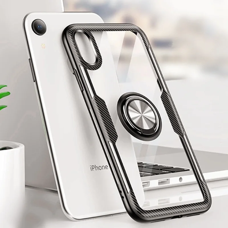 

Luxury Car Bracket Ring Silicone Soft Case On the For IPhone 8 6 6s 7 Plus Cover For IPhone X XR XS Max Shockproof Phone Case