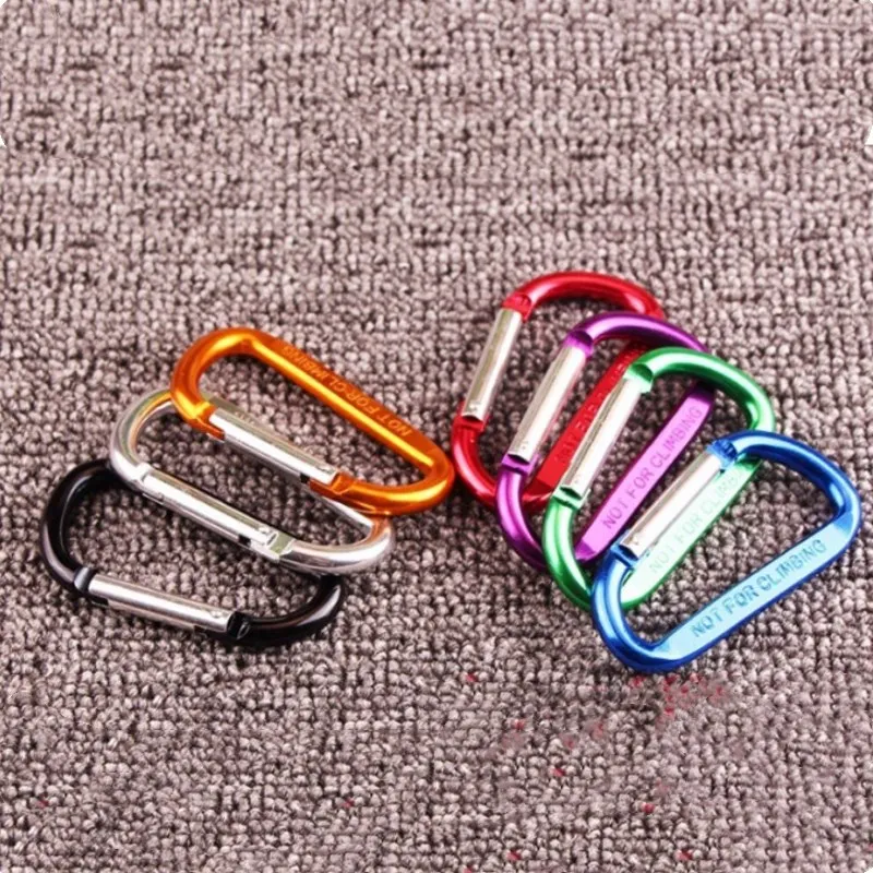 

78 mmx 40mmx 7mm 10Pcs D type Aluminium Alloy Thickened Carabiner Safety Buckle Keychain Climbing Button Hiking Hook Travel Kit