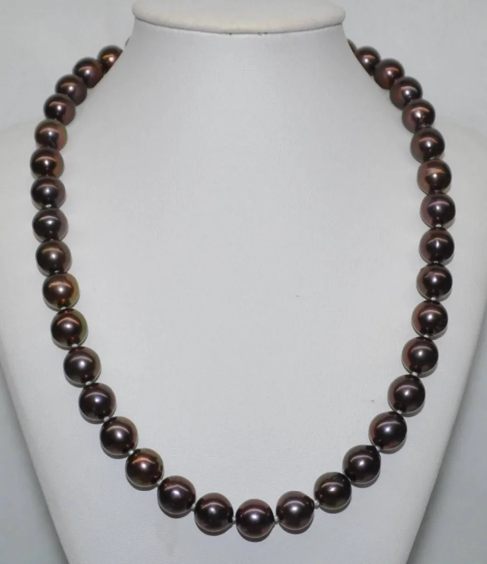 

HOT## Wholesale FREE SHIPPING >>> Gorgeous gold brown 10mm round kasumi cultured Pearl Necklace J2943