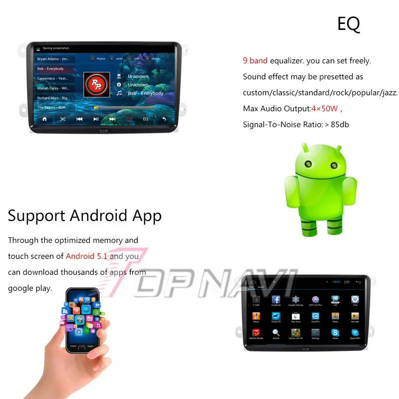 Top Topnavi 9" Quad Core Android 6.0 Car GPS Navigation for VW Magotan Autoradio Multimedia Audio Stereo,NO DVD 28