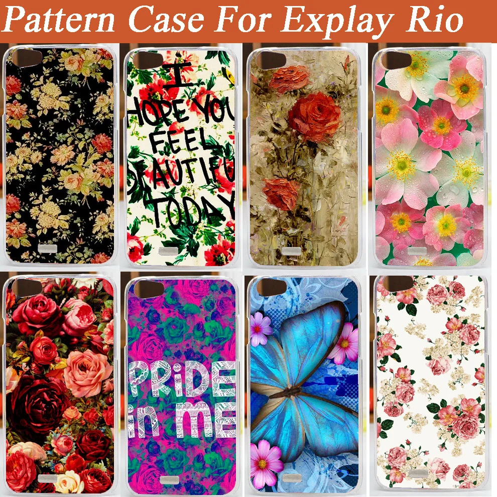 

High Quality 11 patterns colorful flowers Explay Rio case / diy Colored Paiting case for Explay Rio
