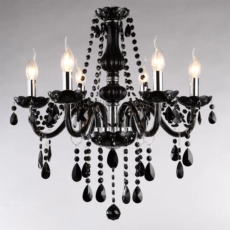 Classic Black Chandelier Light Modern Crystal Chandelier E14 Candle