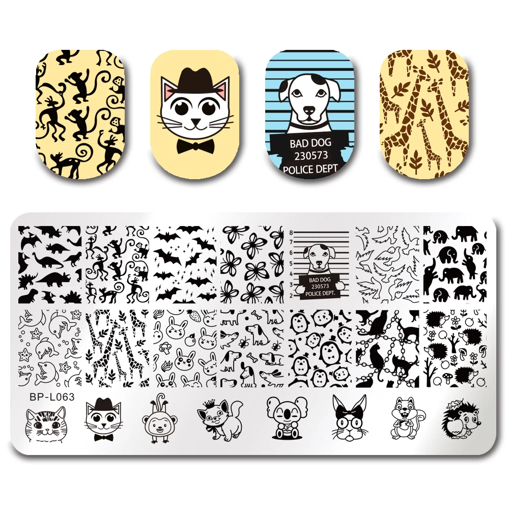 BORN PRETTY Animal серии прямоугольный шаблон для штампов панда дизайн ногтей штамп штамповка Шаблон трафарет Stainles сталь Маникюр тоже - Цвет: BP Animal 06