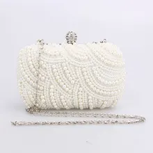 Модный Роскошный вечерний клатч с кристаллами и жемчугом, элегантный длинный клатч на цепочке, сумки через плечо, свадебные сумочки, женский клатч