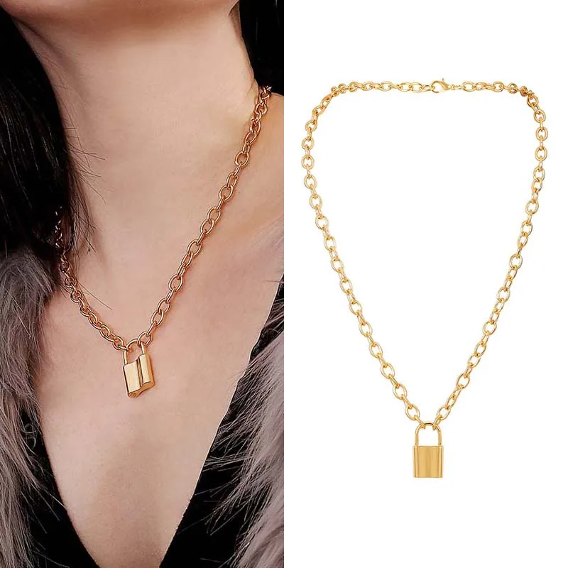 

1 Pcs Women Lady Necklace Chain Lock Shape Pendant Vintage Decoration Jewelry @M23