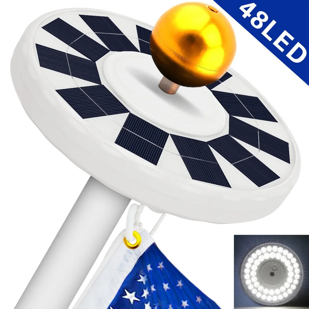 

Solar Flag Pole Light 48LED Flagpole Solar Light Downlight Lighting for 15 to 25 Ft Flag Pole Topper SLC88