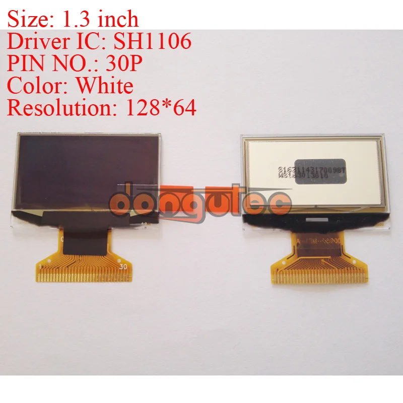 

1.3 inch OLED Display module with 128x64 Resolution white on black,SPI,Parallel and I2C Interface SH1106 driver