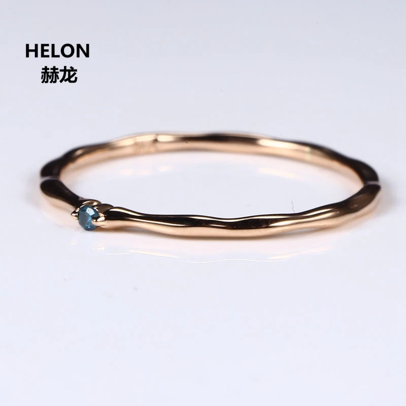 Сертифицированное натуральное голубое АЛМАЗНОЕ КОЛЬЦО из твердого розового золота 14 к, Женское Обручальное кольцо, вечерние элегантные тонкие обручальные кольца