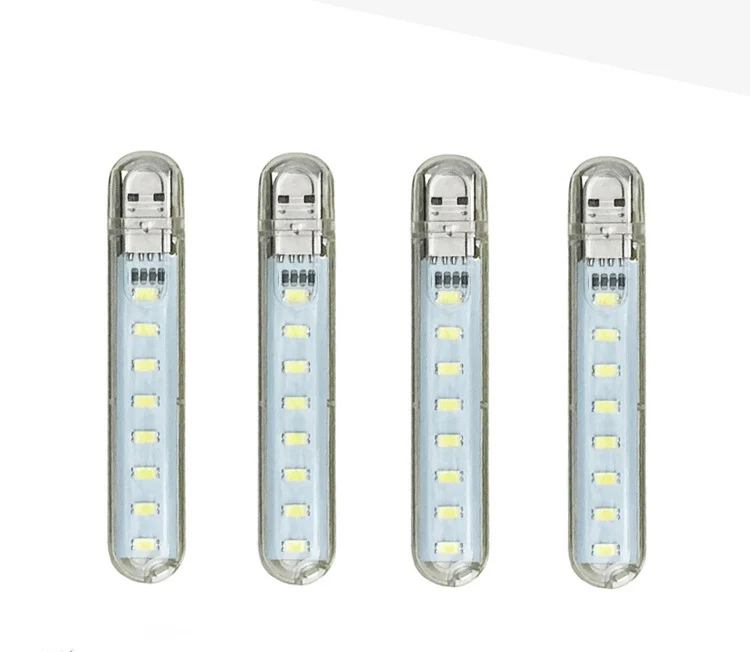 Chiclits 8 Led Night Light Mini 5V USB Book Light Computer Mobile Power USB Light WhiteWarm White (5)