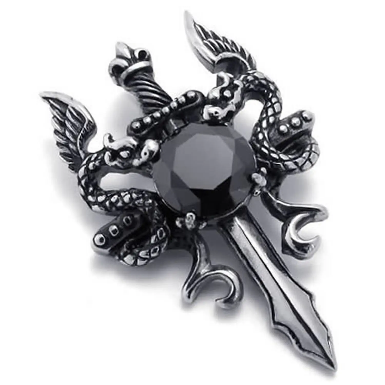 font b Jewelry b font Stainless Steel Zirconia Gothic Dragon Dagger Sword Men s pendant