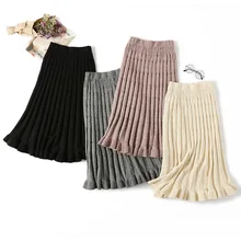 Новая женская плиссированная юбка высокая талия модные элегантные миди-юбки осень зима трикотажная высокое качество Jupe Femme