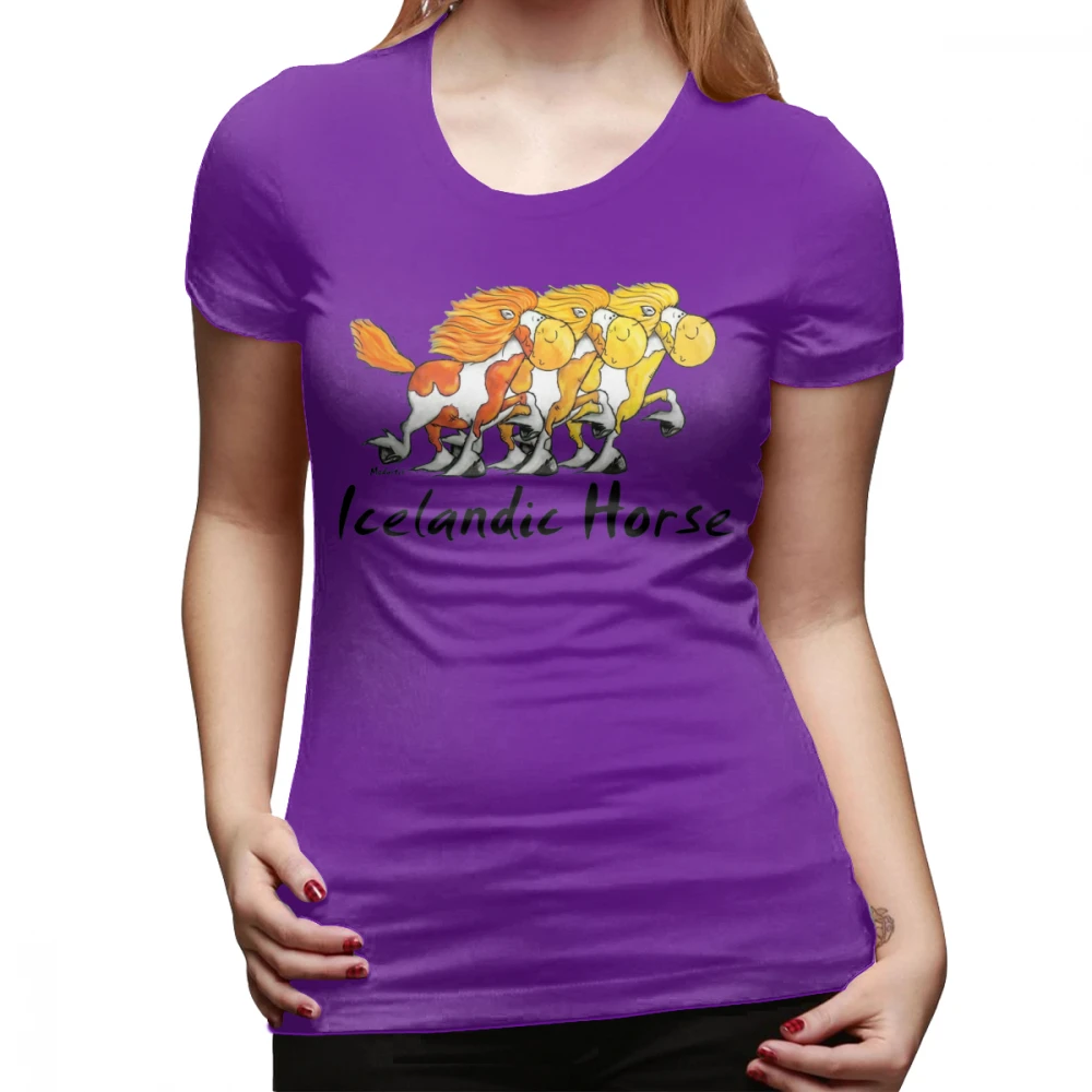 Футболка с изображением исландской лошади, комическая Подарочная футболка с рисунком лошади исландской лошади, простая женская футболка с коротким рукавом, женская футболка с круглым вырезом - Цвет: Фиолетовый