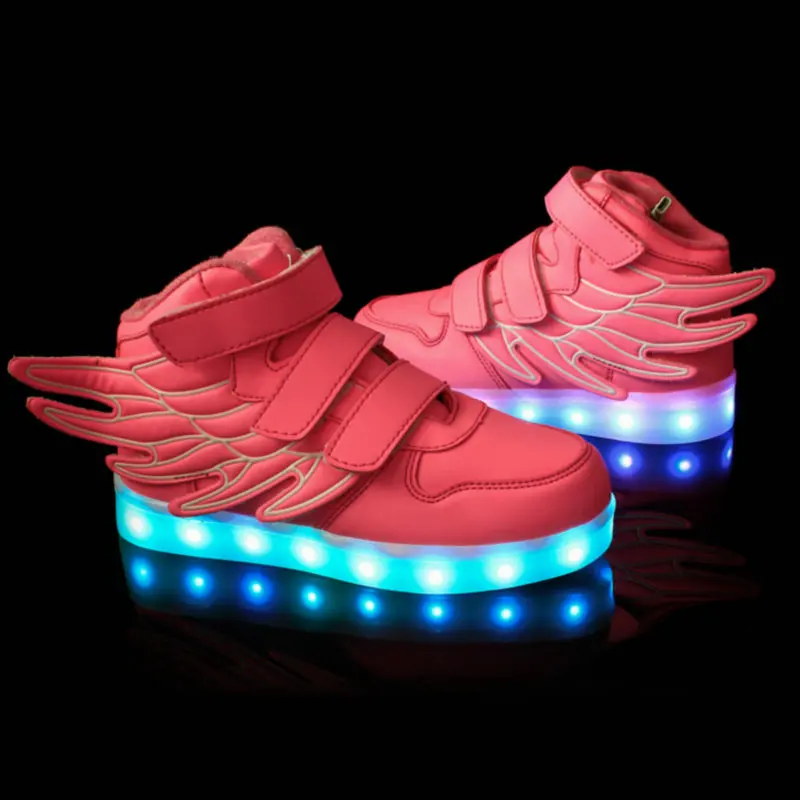 Новинка USB зарядка Детские светящиеся кроссовки с крылом с подсветкой светодио дный светящиеся туфли детские спортивные туфли для