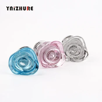 YNIZHURE New Creative Crystal Rose Glass Cabinet Glass Knob Kitchen Wardrobe Door Cabinet Drawer Cabinet Handle Dressing Table