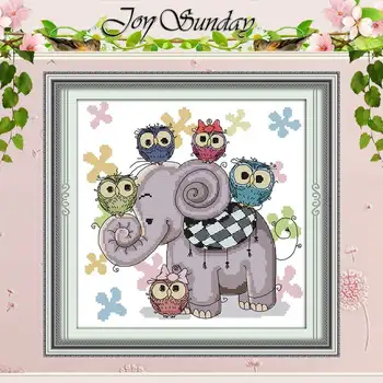 

Elephant and owl Patterns Counted Cross Stitch 11CT 14CT Cross Stitch Set Wholesale Cross-stitch Kit Embroidery Needlework