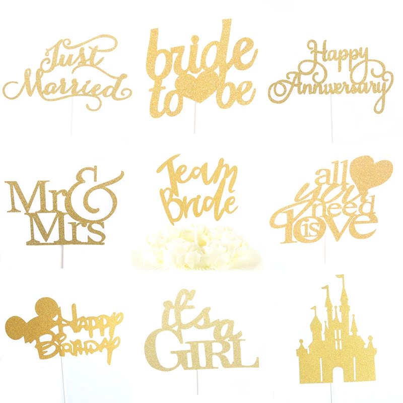 

2pcs Bride To Be Theme Cartoon Party Cupcake Topper cake flags wedding kids birthday Party cake Decorations supplies cake topper