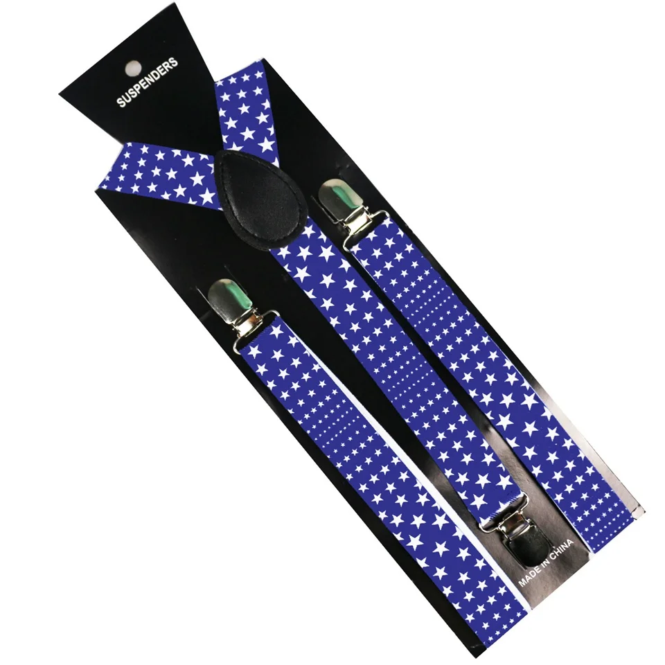 HUOBAO звезда шаблон для мужчин и женщин Пристегивающиеся подтяжки y-образная Регулируемая Одежда Брюки эластичные синие подтяжки - Цвет: 02
