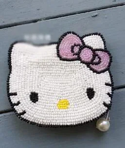 ensso hello kitty Кошелек для монет Розовый картонный Кошелек для монет Hello-Kitty Сумка через плечо милые сумки с бисером Милая Детская сумка с бантами - Цвет: Purple Bow