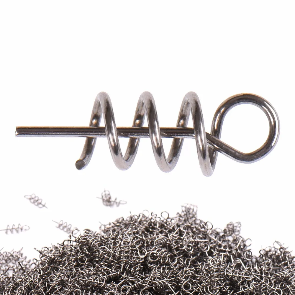 100pcs/lot High Carbon Steel Fishing Spring Lock Pin to Fix Maggot Worms Fishing Soft Lures Spring Needle Fishing Accessories