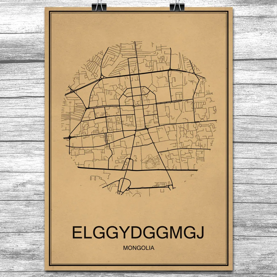 Классический elggydggmgj krafts Бумага World City Географические карты Винтаж Ретро плакат