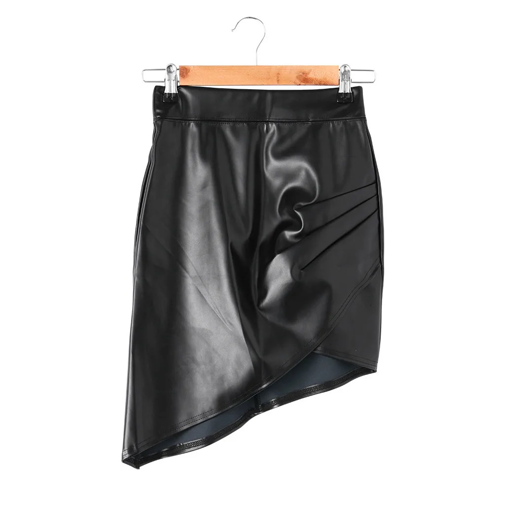 Женская модная черная открытая облегающая мини-юбка из искусственной кожи, Сексуальные вечерние юбки для ночного клуба, roupas feminina Jupe Femme z0619