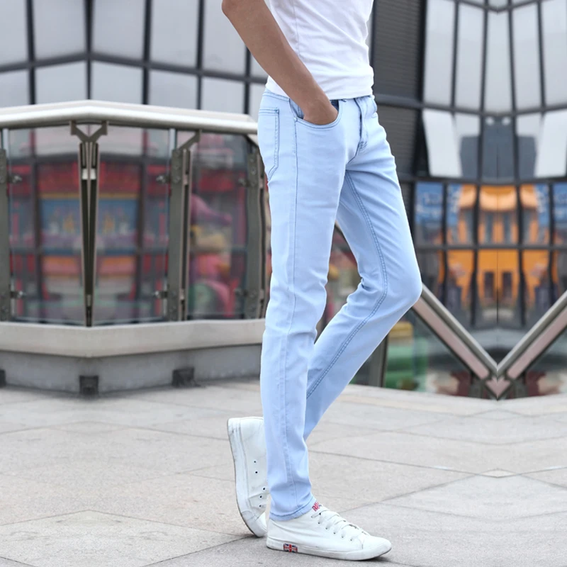 Men Skinny Jeans New Spring Light Blue Denim Jeans Men Stretch Slim Long Jeans Pants Solid Casual Summer Jeans Size 27-36 Men Skinny Jeans New Spring Light Blue Denim Jeans Men Stretch Slim Long Jeans Pants Solid Casual Summer Jeans Size 27-36