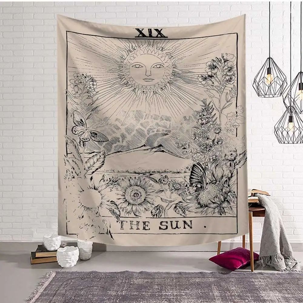 GT8053-3 Mandala Tapestry Wall Hanging Witchcraft Hippie Beach Throw Rug Carpet Sun Moon Tapestries Bohemian Home Art Psychedelic Decor