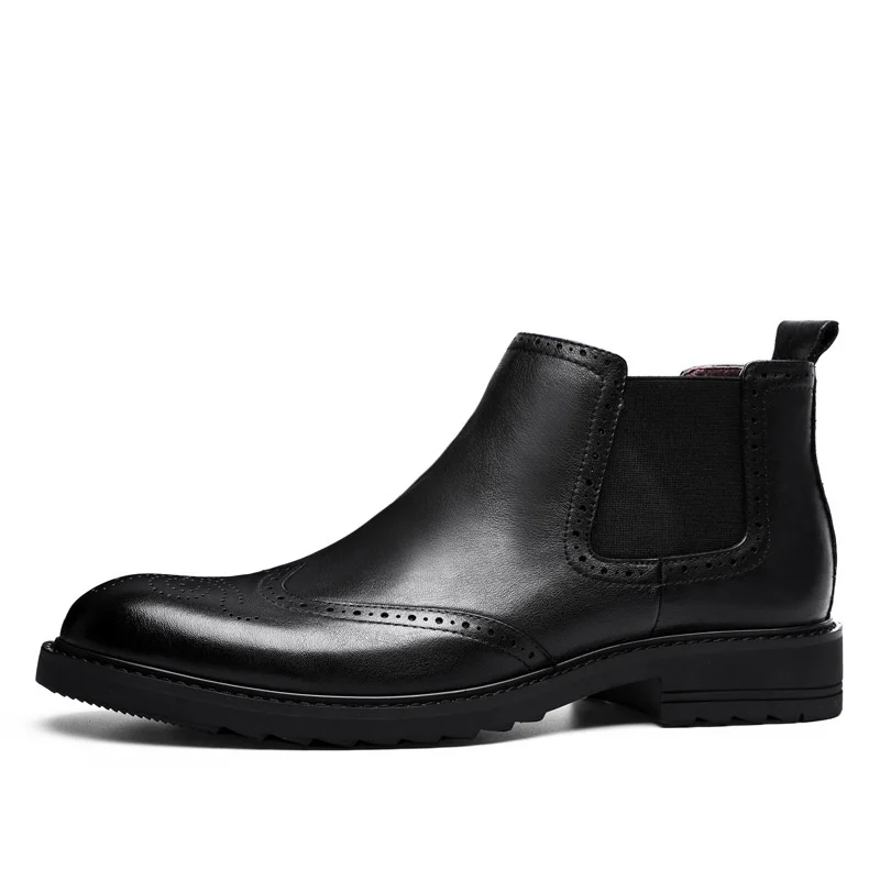 Bottine Mycolen Couro Ankle Luxo De Flor Boots Botas Preto Bullock Vaca Homens Martin Confortável Moda Carving Mens Inverno ra1rp