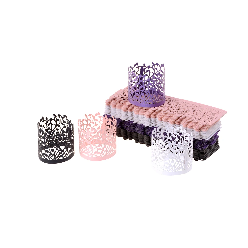 

50pcs /lot Hollow Lace Lantern Candlestick Decorative Paper Packaging Wedding Party Christmas Table Decoration