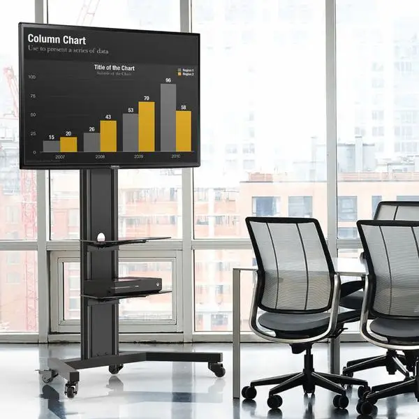 

Mobile TV Stand with Mount for up to 65 inch height adjustable Flat Panel Screens up to 132lbs (Black) TT211201MB