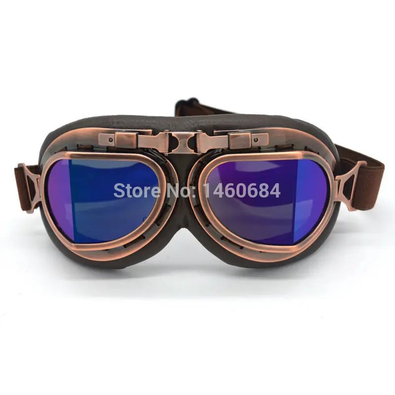 Evomosa новые универсальные винтажные очки для пилота байкера, мотоциклетные очки, очки для шлема с открытым лицом, полуочки для мотокросса для Harley - Цвет: Blue