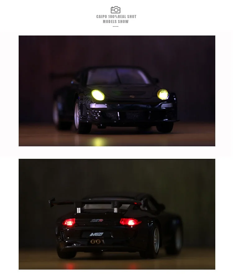 Точная имитация эксклюзивный коллекционный игрушки: Caipo автомобильный Стайлинг 911 GT3 RSR модель 1:32 модель суперкара из сплава звуков и света
