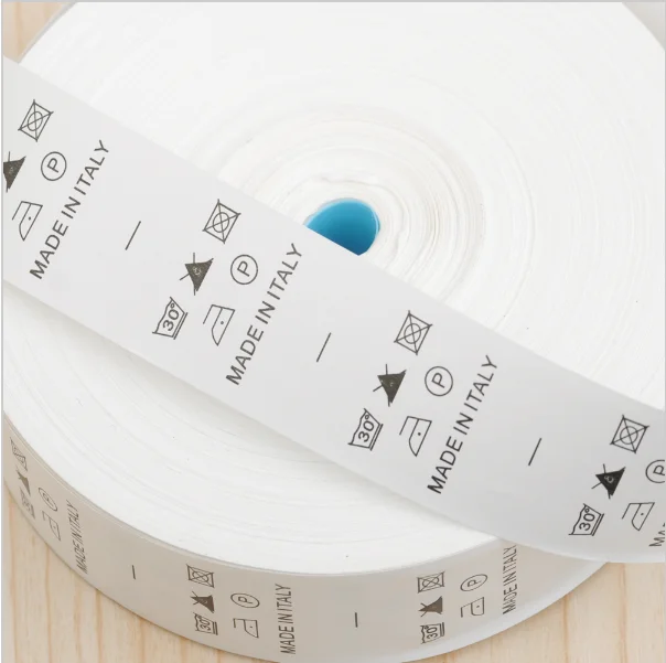 

Wholesale Free shipping 1000pcs/roll Custom white garment nylon taffeta washing care label clothing size tags wash labels lb-025